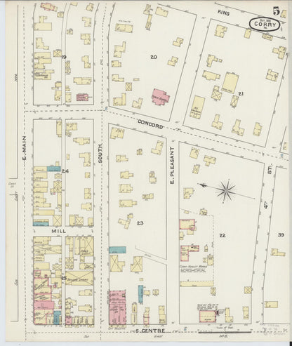 Sanborn Fire Insurance Map from Corry, Erie County, Pennsylvania (1891), Sheet #0005 - Complete Map Set gallery image, historic Sanborn map, vintage wall art, Pennsylvania Pennsylvania