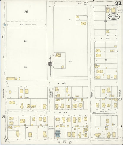 Sanborn Fire Insurance Map from Vancouver, Clark County, Washington (1911), Sheet #0022 - Complete Map Set gallery image, historic Sanborn map, vintage wall art, Washington Washington