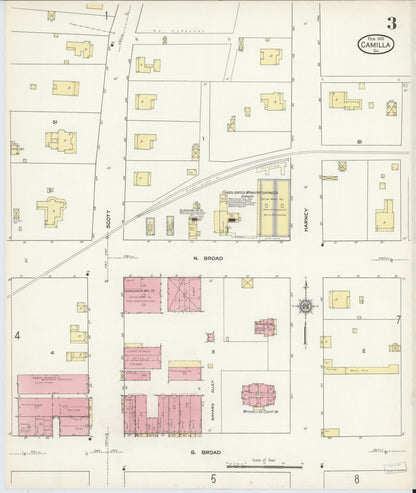Sanborn Fire Insurance Map from Camilla, Mitchell County, Georgia (1913), Sheet #0003 - Complete Map Set gallery image, historic Sanborn map, vintage wall art, Georgia Georgia