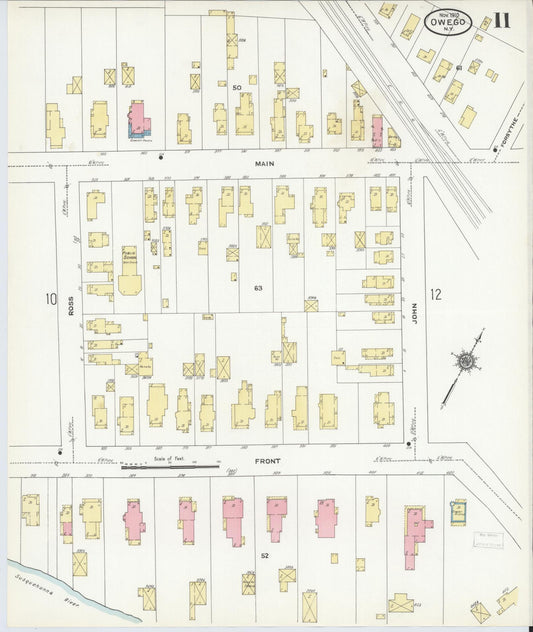 Sanborn Fire Insurance Map from Owego, Tioga County, New York (1910), Sheet #0011 - Historic Sanborn Fire Insurance Map Print, vintage old map wall art, antique decor, genealogy gift, New York New York map