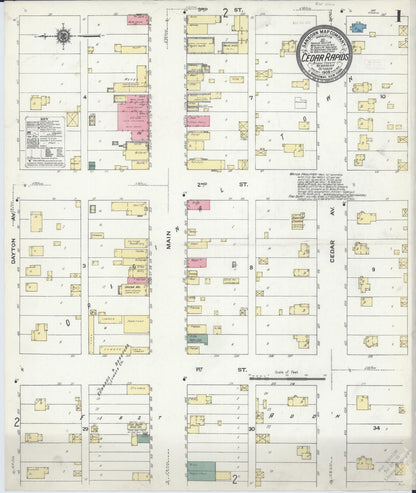 Sanborn Fire Insurance Map from Cedar Rapids, Boone County, Nebraska (1909), Sheet #0001 - Complete Map Set gallery image, historic Sanborn map, vintage wall art, Nebraska Nebraska