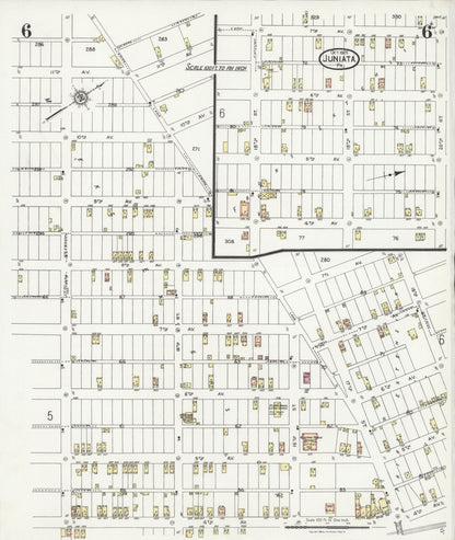 Sanborn Fire Insurance Map from Juniata, Blair County, Pennsylvania (1925), Sheet #0006 - Historic Sanborn Fire Insurance Map Print, vintage old map wall art, antique decor, genealogy gift, Pennsylvania Pennsylvania map