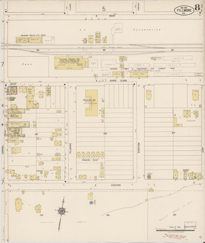 Sanborn Fire Insurance Map from Fillmore, Ventura County, California (1918), Sheet #0008 - Complete Map Set gallery image, historic Sanborn map, vintage wall art, California California