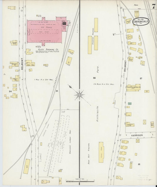 Sanborn Fire Insurance Map from Carbondale, Lackawanna County, Pennsylvania (1896), Sheet #0007 - Historic Sanborn Fire Insurance Map Print, vintage old map wall art, antique decor, genealogy gift, Pennsylvania Pennsylvania map
