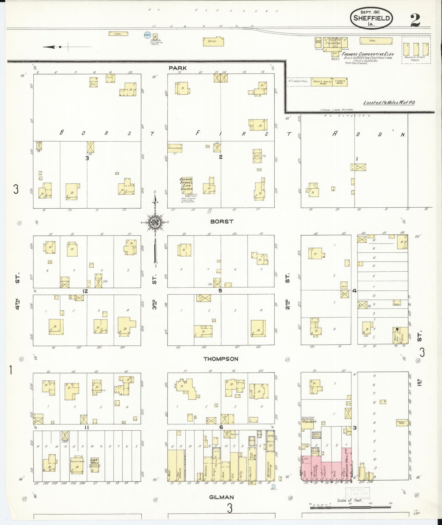 Sanborn Fire Insurance Map from Sheffield, Franklin County, Iowa (1911), Sheet #0002 - Historic Sanborn Fire Insurance Map Print