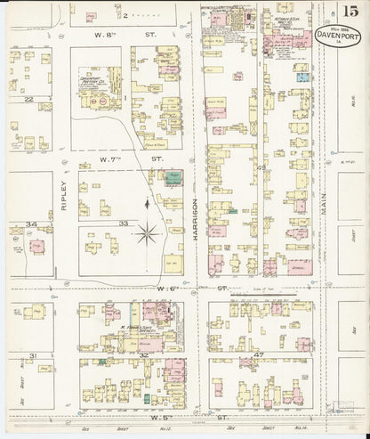 Sanborn Fire Insurance Map from Davenport, Scott County, Iowa (1886), Sheet #0015 - Historic Sanborn Fire Insurance Map Print