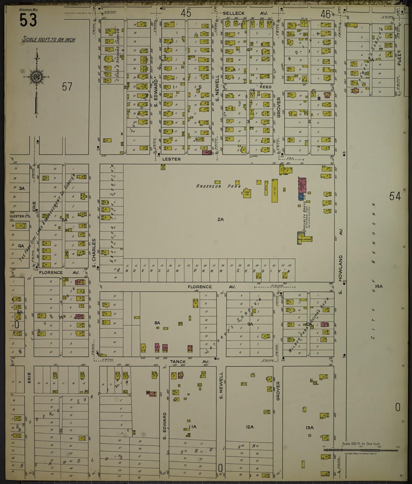 Sanborn Fire Insurance Map from Kenosha, Kenosha County, Wisconsin. (1918), Sheet 57