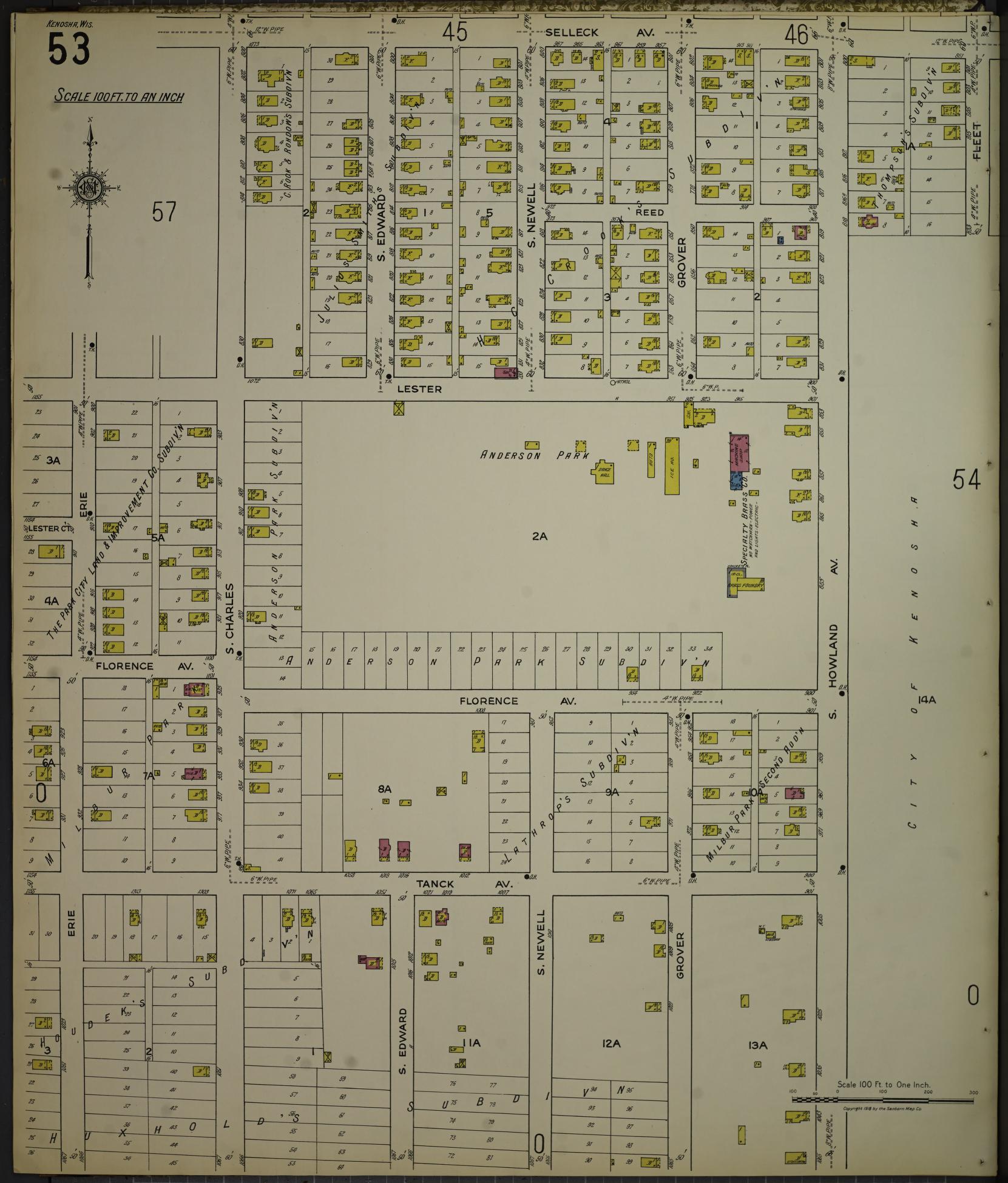 Sanborn Fire Insurance Map from Kenosha, Kenosha County, Wisconsin. (1918), Sheet 57