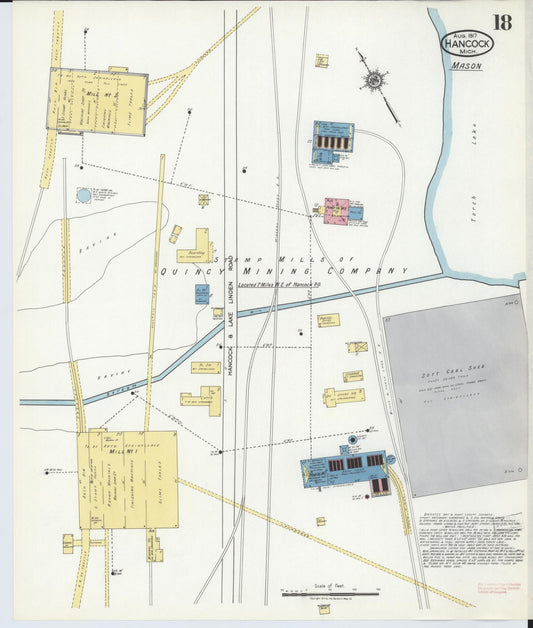 Sanborn Fire Insurance Map from Hancock, Houghton County, Michigan (1917), Sheet #0018 - Historic Sanborn Fire Insurance Map Print, vintage old map wall art, antique decor, genealogy gift, Michigan Michigan map