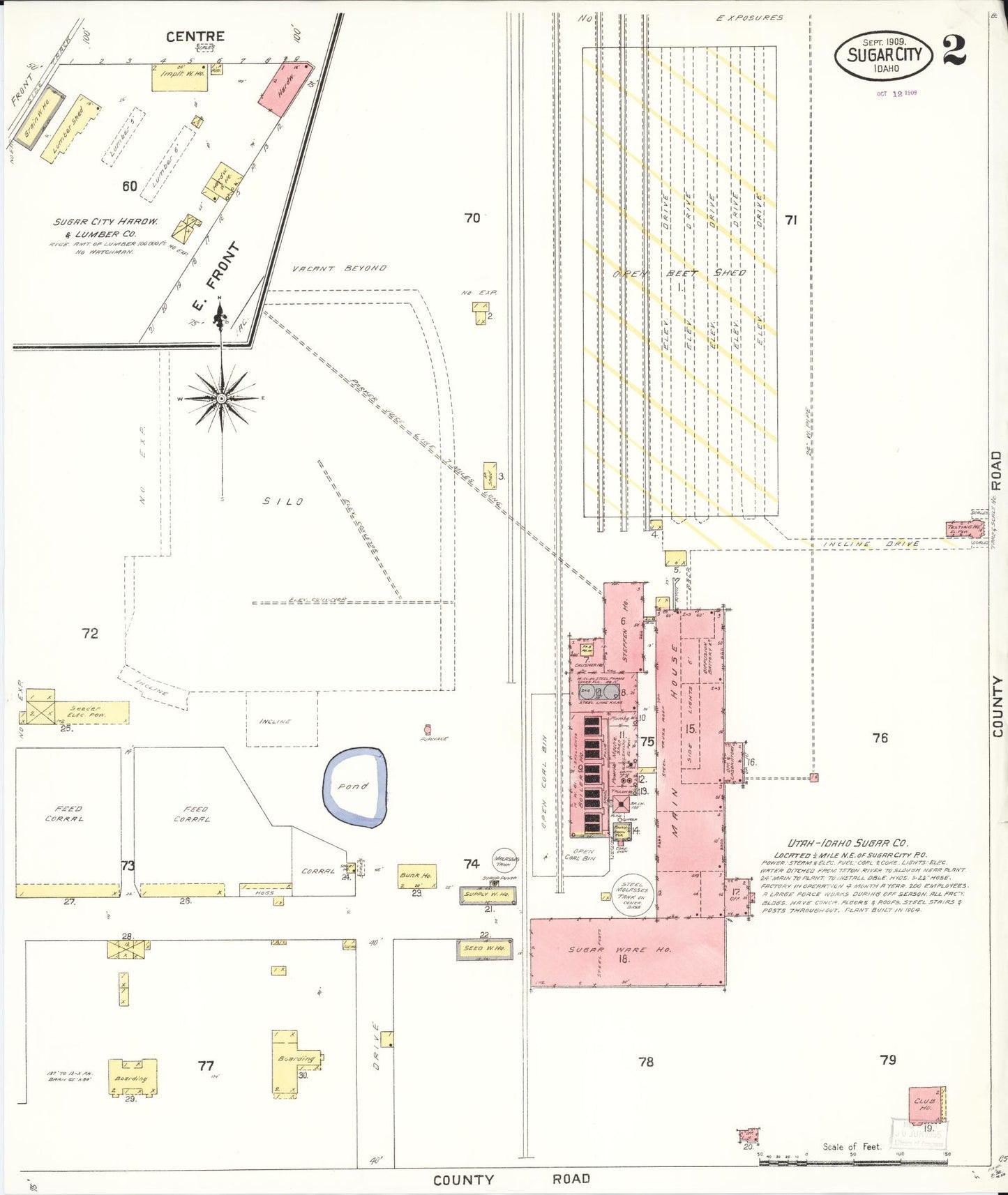 Sanborn Fire Insurance Map from Sugar City, Madison County, Idaho (1909), Sheet #0002 - Historic Sanborn Fire Insurance Map Print, vintage old map wall art, antique decor, genealogy gift, Idaho Idaho map