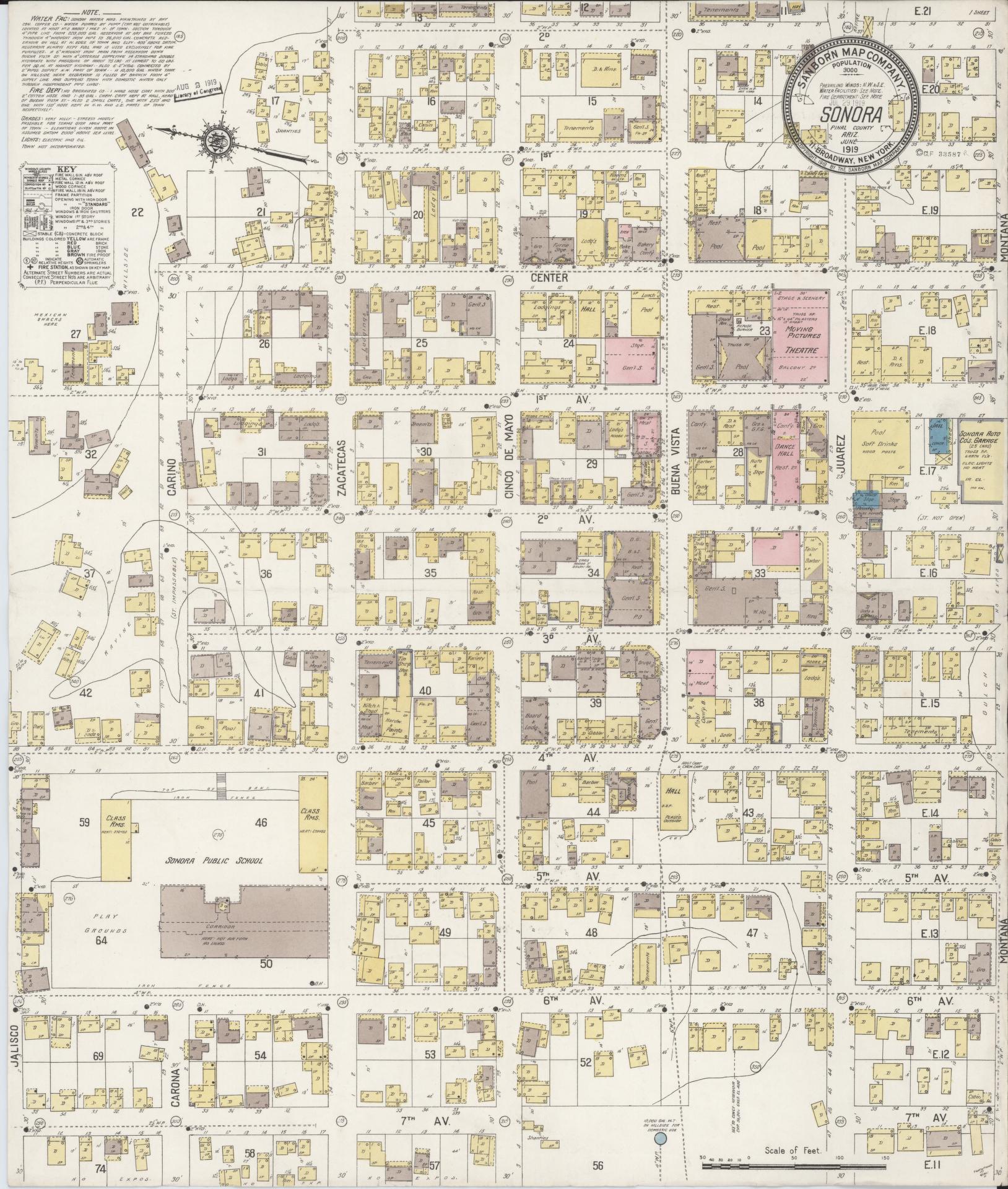 Sanborn Fire Insurance Map from Sonora, Pinal County, Arizona. (1919) – Historic Sanborn Fire Insurance Map Print