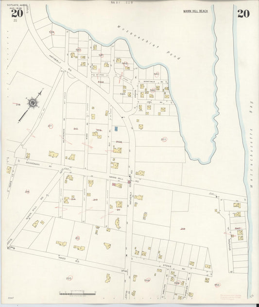 Sanborn Fire Insurance Map from Scituate, Plymouth County, Massachusetts (1944), Sheet #0020 - Historic Sanborn Fire Insurance Map Print, vintage old map wall art, antique decor, genealogy gift, Massachusetts Massachusetts map