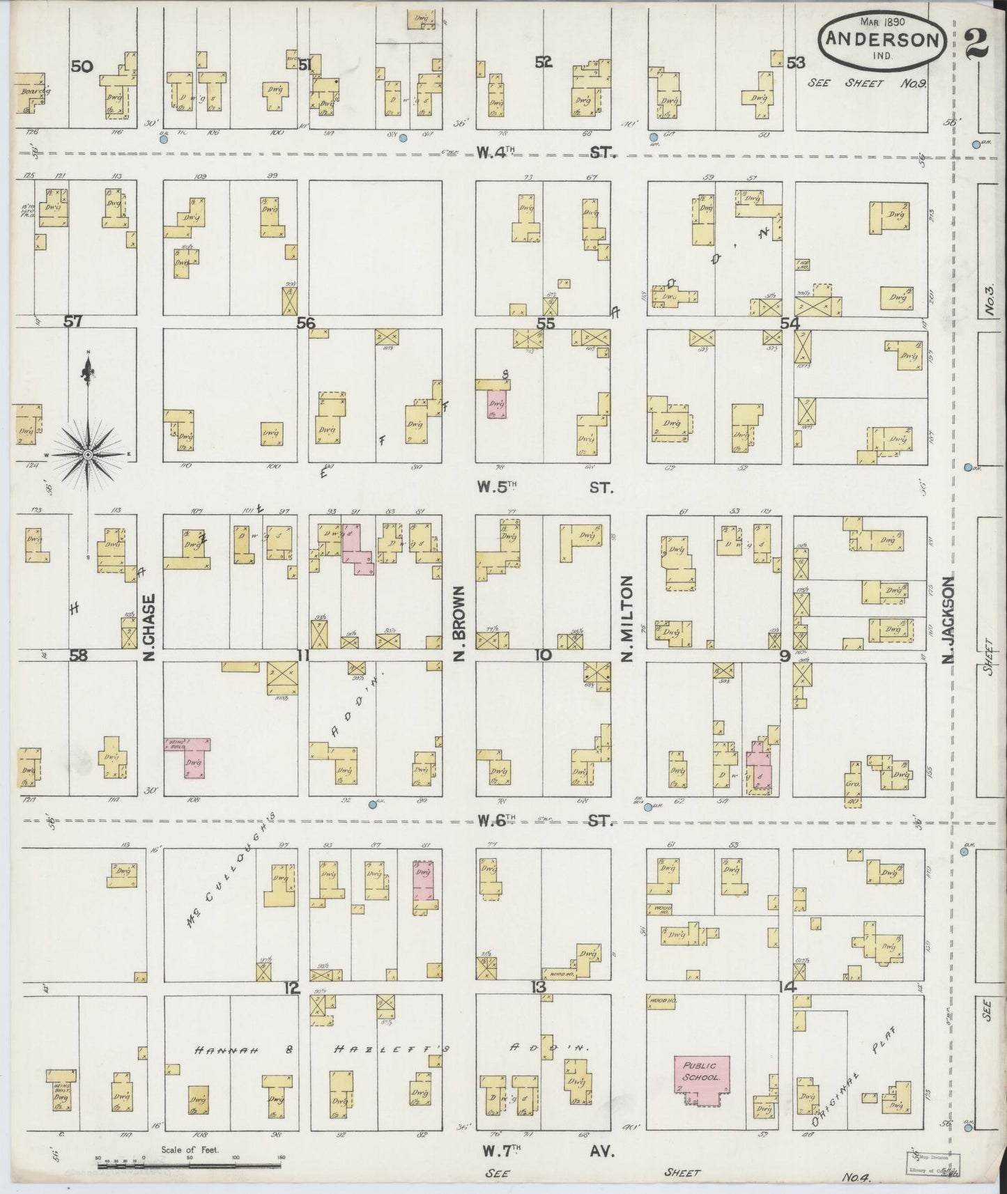 Sanborn Fire Insurance Map from Anderson, Madison County, Indiana (1890), Sheet #0002 - Complete Map Set gallery image, historic Sanborn map, vintage wall art, Indiana Indiana