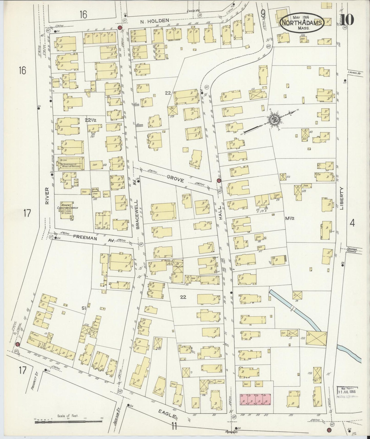 Sanborn Fire Insurance Map from North Adams, Berkshire County, Massachusetts (1914), Sheet #0010 - Complete Map Set gallery image, historic Sanborn map, vintage wall art, Massachusetts Massachusetts