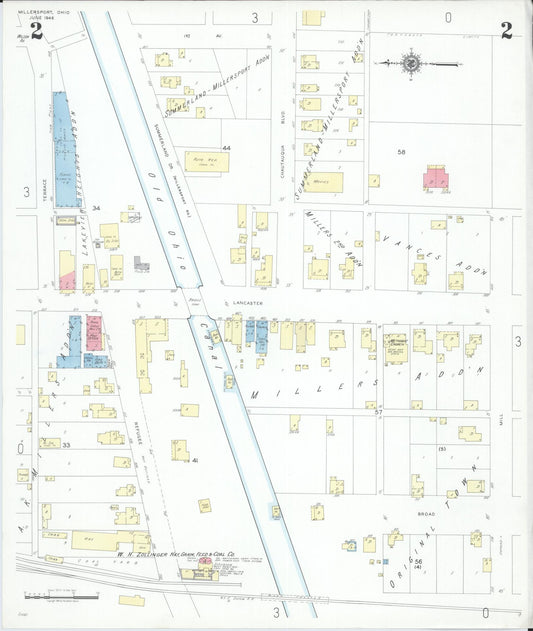 Sanborn Fire Insurance Map from Millersport, Fairfield County, Ohio (1946), Sheet #0002 - Historic Sanborn Fire Insurance Map Print, vintage old map wall art, antique decor, genealogy gift, Ohio Ohio map