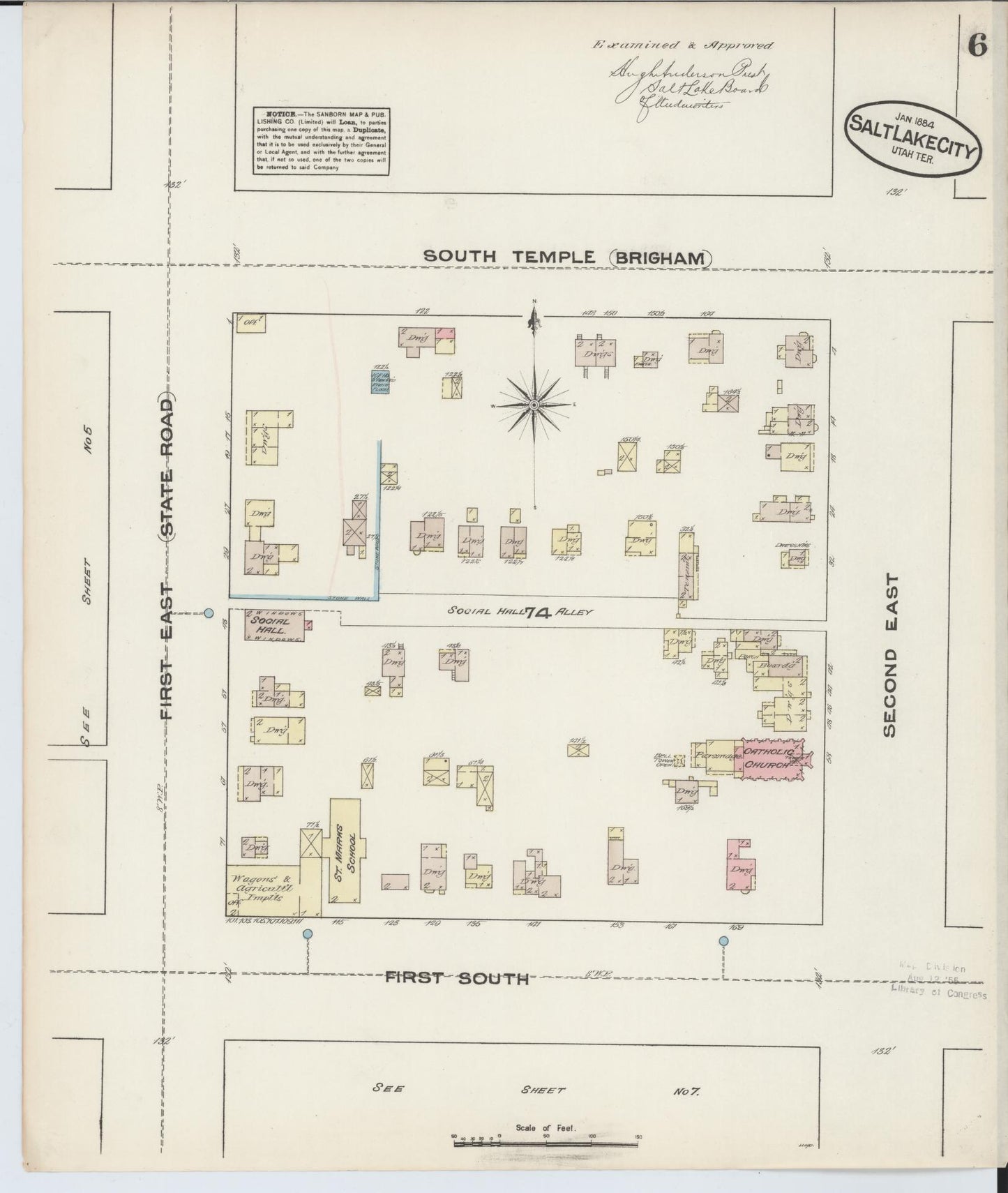 Sanborn Fire Insurance Map from Salt Lake City, Salt Lake County, Utah (1884), Sheet #0006 - Complete Map Set gallery image, historic Sanborn map, vintage wall art, Utah Utah