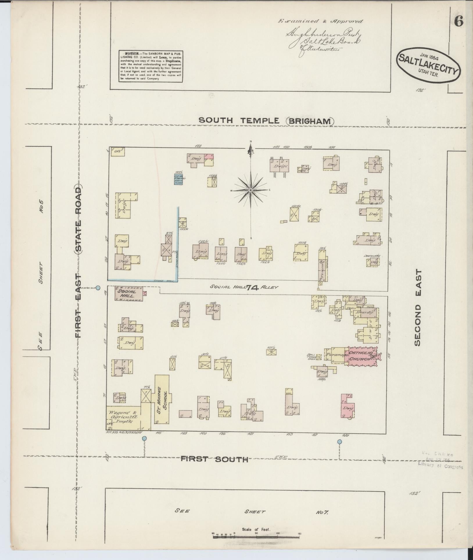 Sanborn Fire Insurance Map from Salt Lake City, Salt Lake County, Utah (1884), Sheet #0006 - Complete Map Set gallery image, historic Sanborn map, vintage wall art, Utah Utah