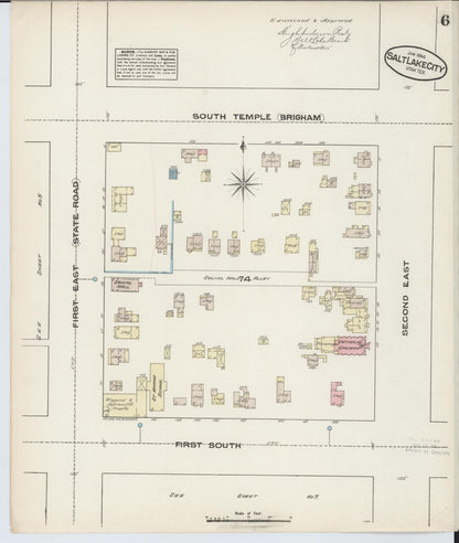 Sanborn Fire Insurance Map from Salt Lake City, Salt Lake County, Utah (1884), Sheet #0006 - Complete Map Set gallery image, historic Sanborn map, vintage wall art, Utah Utah