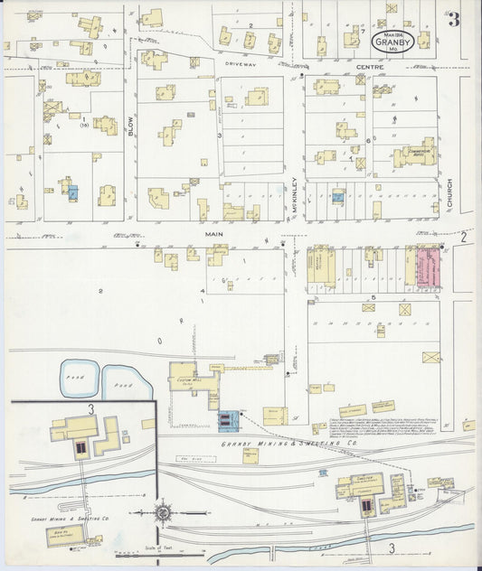 Sanborn Fire Insurance Map from Granby, Newton County, Missouri (1914), Sheet #0003 - Historic Sanborn Fire Insurance Map Print, vintage old map wall art, antique decor, genealogy gift, Missouri Missouri map