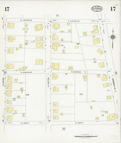 Sanborn Fire Insurance Map from Dothan, Houston County, Alabama (1924), Sheet #0017 - Complete Map Set gallery image, historic Sanborn map, vintage wall art, Alabama Alabama