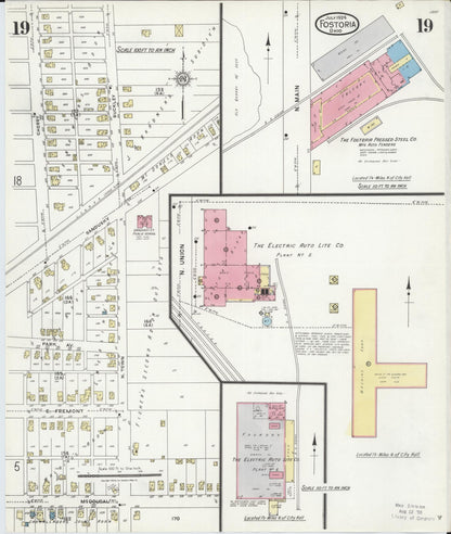 Sanborn Fire Insurance Map from Fostoria, Seneca, Hancock, And Wood Counties, Ohio (1924), Sheet #0019 - Historic Sanborn Fire Insurance Map Print, vintage old map wall art, antique decor, genealogy gift, Ohio Ohio map