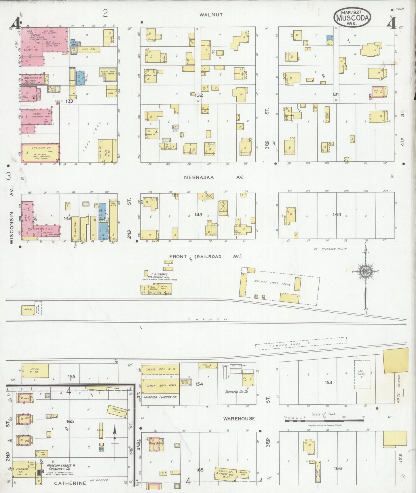 Sanborn Fire Insurance Map from Muscoda, Grant County, Wisconsin (1927), Sheet #0004 - Complete Map Set gallery image, historic Sanborn map, vintage wall art, Wisconsin Wisconsin