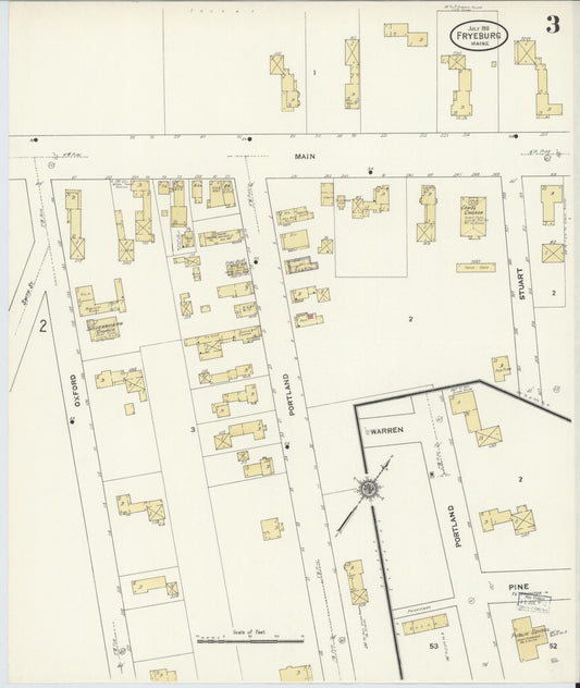 Sanborn Fire Insurance Map from Fryeburg, Oxford County, Maine (1911), Sheet #0003 - Historic Sanborn Fire Insurance Map Print, vintage old map wall art, antique decor, genealogy gift, Maine Maine map