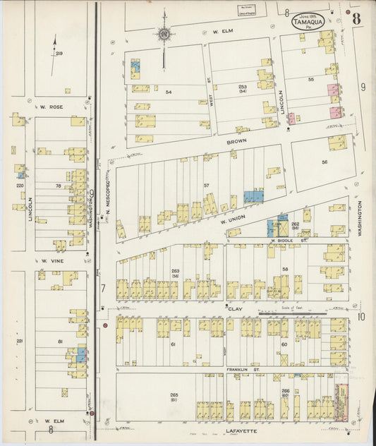 Sanborn Fire Insurance Map from Tamaqua, Schuylkill County, Pennsylvania (1915), Sheet #0008 - Historic Sanborn Fire Insurance Map Print, vintage old map wall art, antique decor, genealogy gift, Pennsylvania Pennsylvania map