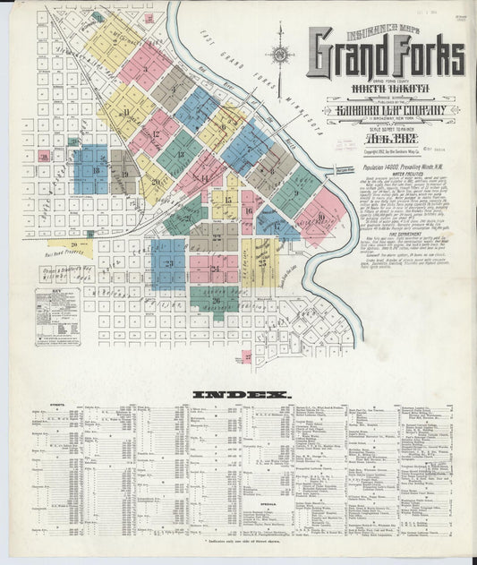 Sanborn Fire Insurance Map from Grand Forks, Grand Forks County, North Dakota (1912), Sheet #0001 - Historic Sanborn Fire Insurance Map Print, vintage old map wall art, antique decor, genealogy gift, North Dakota North Dakota map