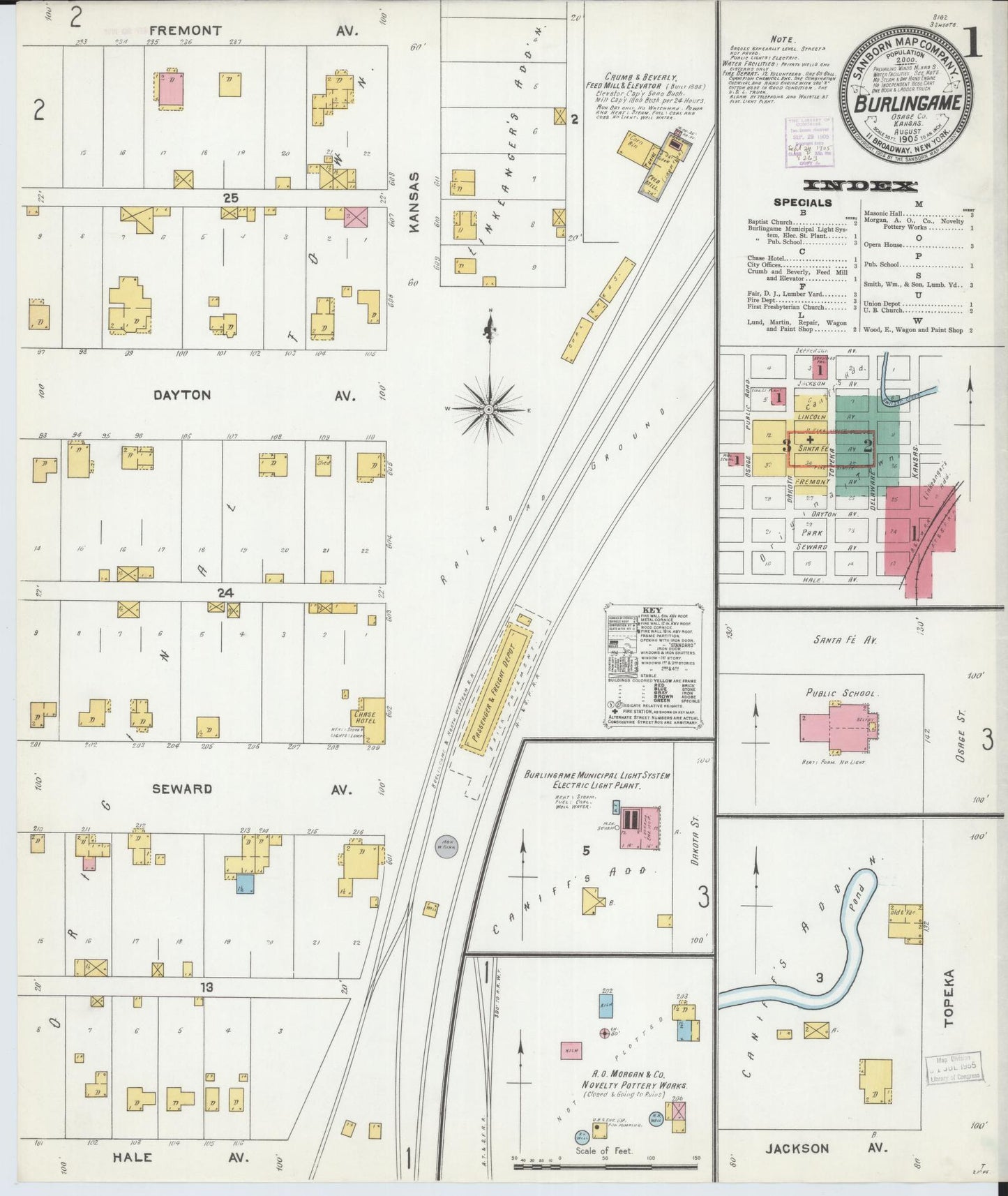 Sanborn Fire Insurance Map from Burlingame, Osage County, Kansas. (1905) – Historic Sanborn Fire Insurance Map Print