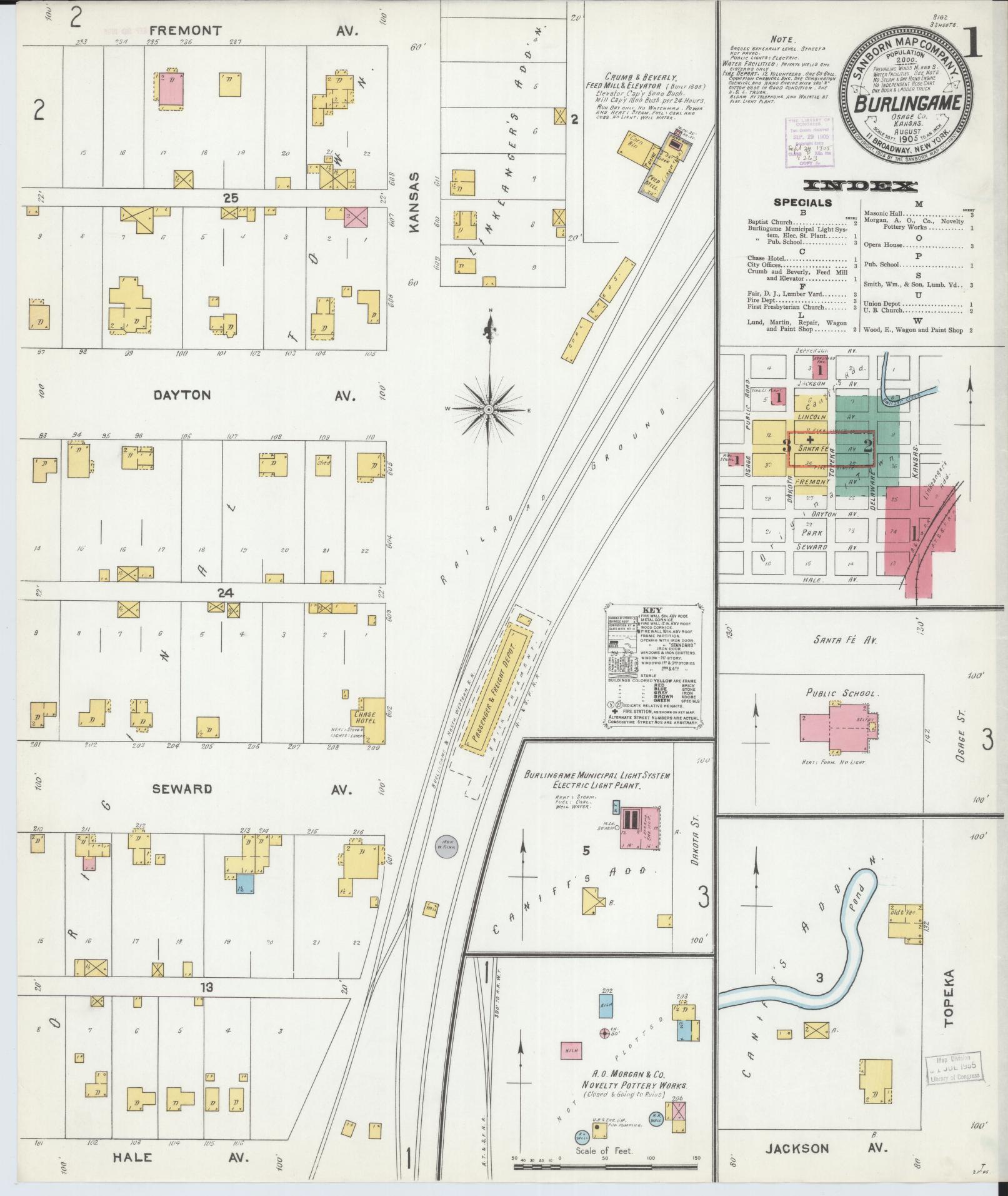 Sanborn Fire Insurance Map from Burlingame, Osage County, Kansas. (1905) – Historic Sanborn Fire Insurance Map Print
