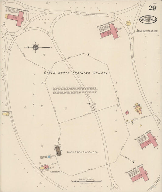 Sanborn Fire Insurance Map from Gainesville, Cooke County, Texas (1922), Sheet #0029 - Historic Sanborn Fire Insurance Map Print, vintage old map wall art, antique decor, genealogy gift, Texas Texas map