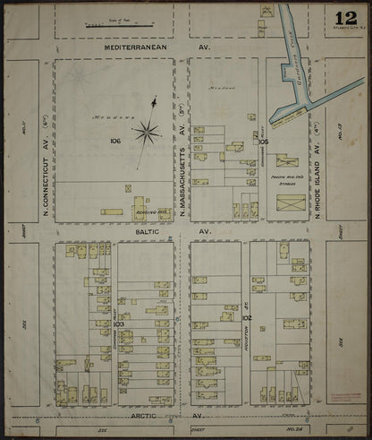 Sanborn Fire Insurance Map from Atlantic City, Atlantic County, New Jersey (1886), Sheet #0012 - Complete Map Set gallery image, historic Sanborn map, vintage wall art, New Jersey New Jersey