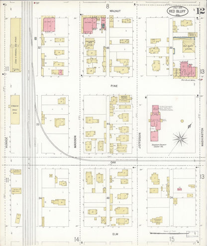 Sanborn Fire Insurance Map from Red Bluff, Tehama County, California (1900), Sheet #0012 - Complete Map Set gallery image, historic Sanborn map, vintage wall art, California California