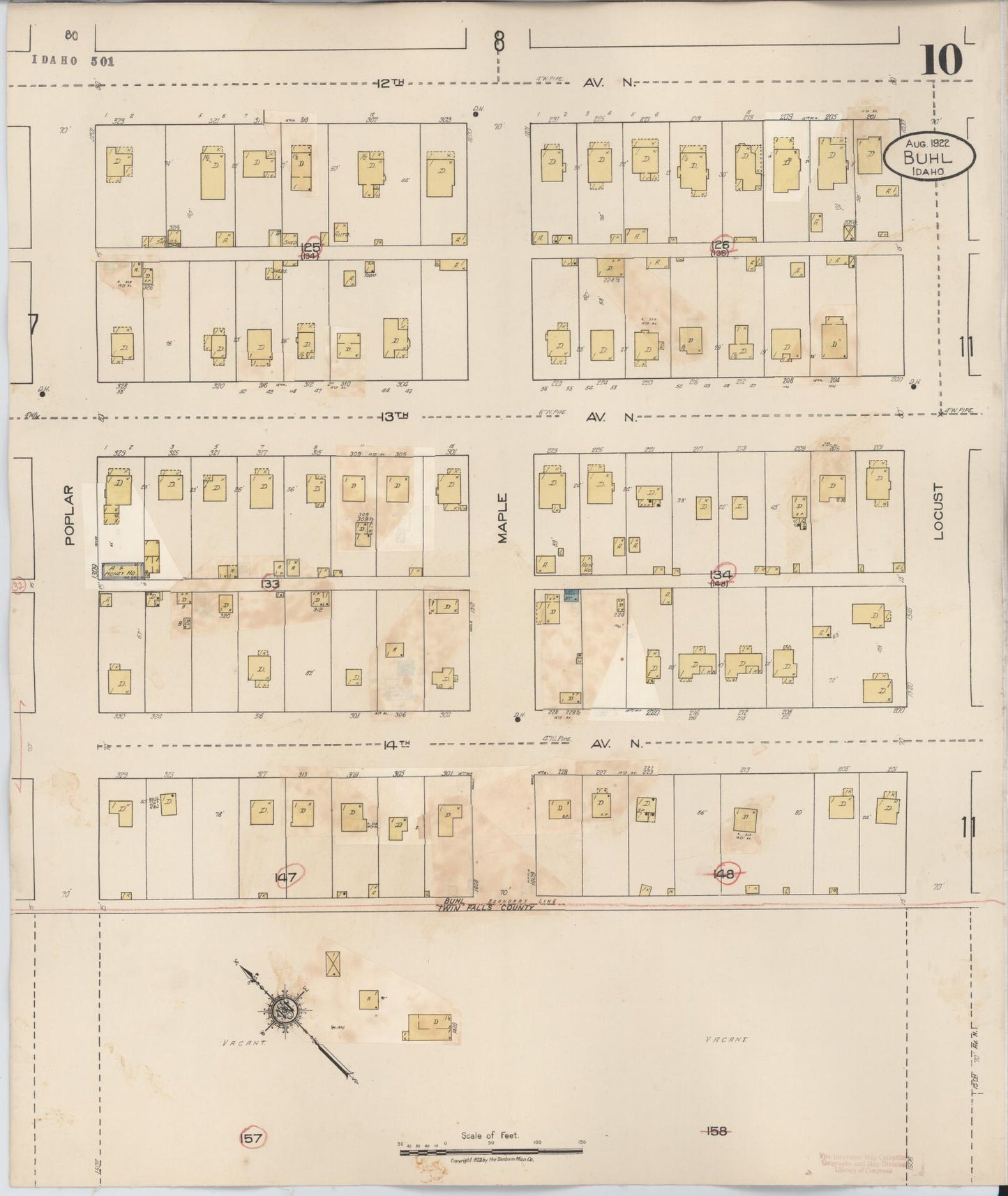 Sanborn Fire Insurance Map from Buhl, Twin Falls County, Idaho (1940), Sheet #0010 - Complete Map Set gallery image, historic Sanborn map, vintage wall art, Falls Idaho