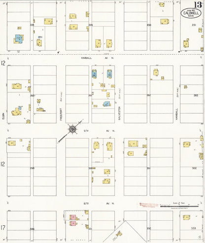 Sanborn Fire Insurance Map from Caldwell, Canyon County, Idaho (1921), Sheet #0013 - Complete Map Set gallery image, historic Sanborn map, vintage wall art, Idaho Idaho