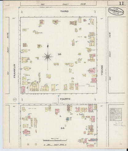 Sanborn Fire Insurance Map from Ogden, Weber County, Utah (1884), Sheet #0011 - Complete Map Set gallery image, historic Sanborn map, vintage wall art, Utah Utah