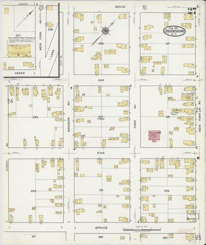 Sanborn Fire Insurance Map from Ogdensburg, St. Lawrence County, New York (1918), Sheet #0027 - Complete Map Set gallery image, historic Sanborn map, vintage wall art, New York New York
