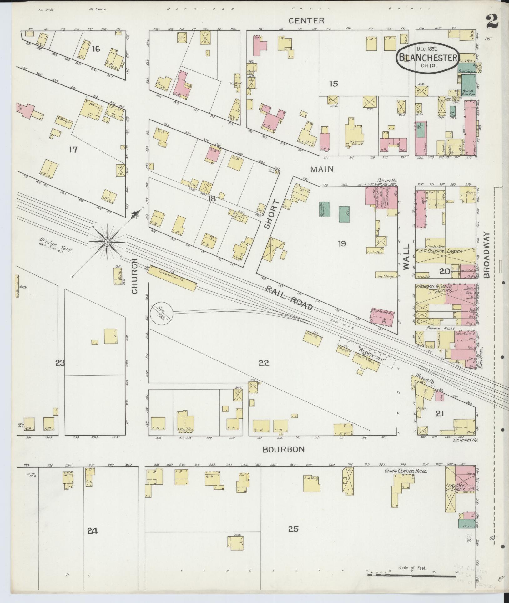 Sanborn Fire Insurance Map from Blanchester, Clinton County, Ohio (1892), Sheet #0002 - Complete Map Set gallery image, historic Sanborn map, vintage wall art, Ohio Ohio