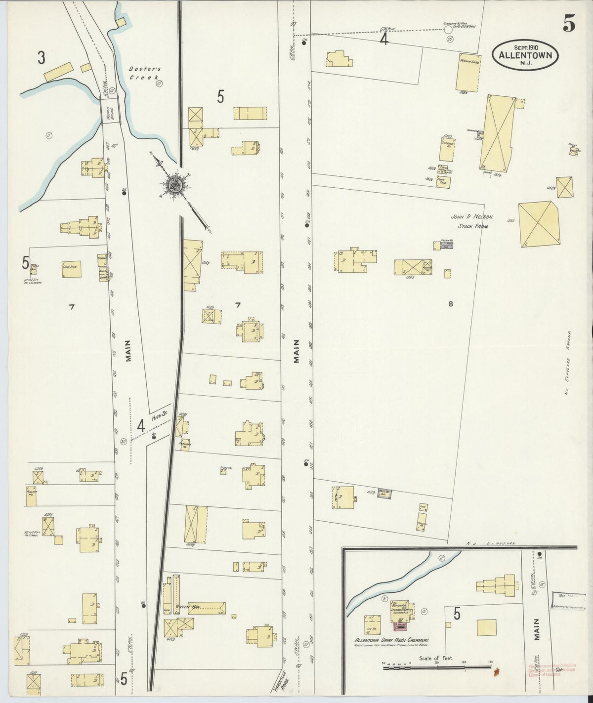Sanborn Fire Insurance Map from Allentown, Monmouth County, New Jersey (1910), Sheet #0005 - Complete Map Set gallery image, historic Sanborn map, vintage wall art, New Jersey New Jersey