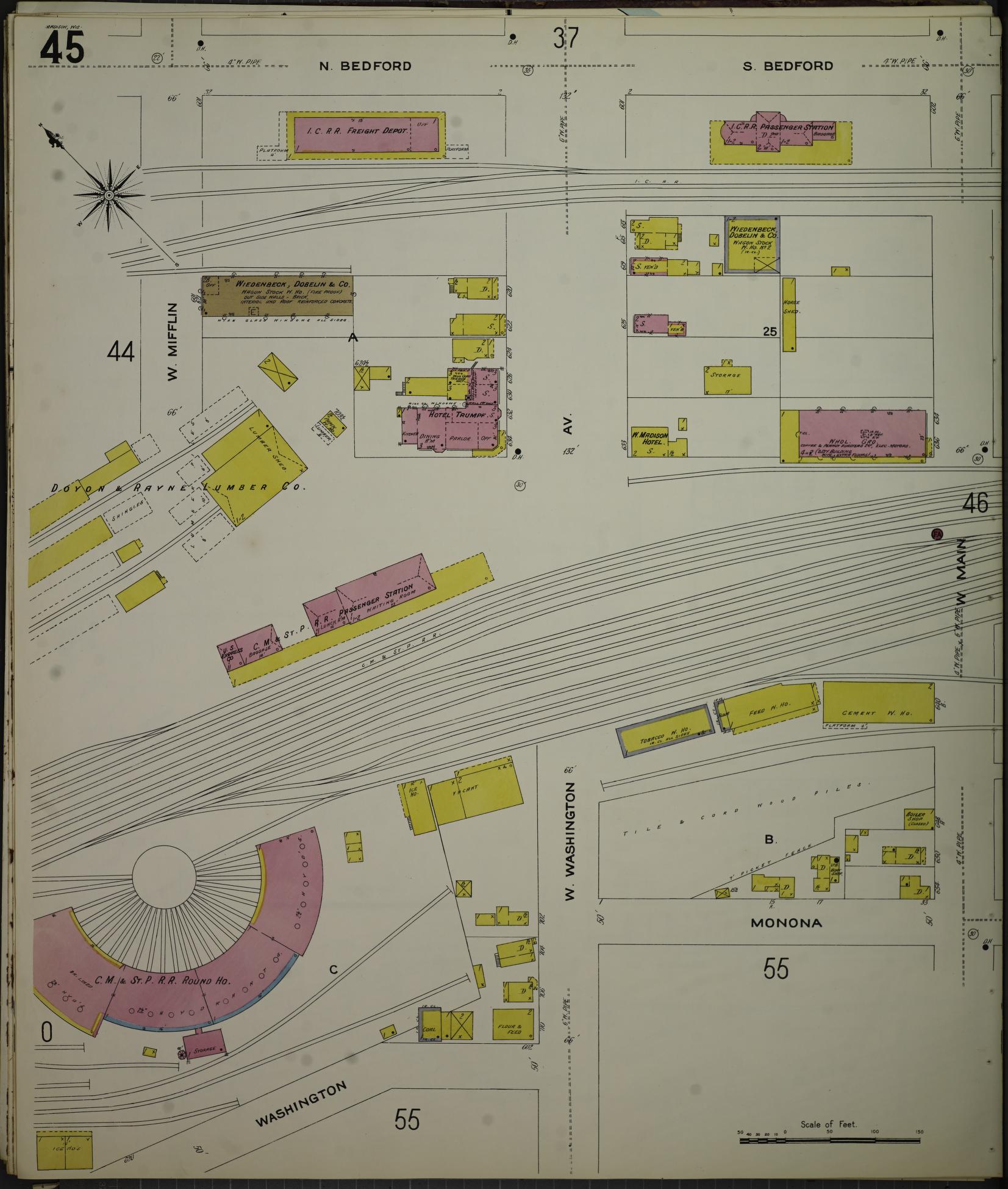Sanborn Fire Insurance Map from Madison, Dane County, Wisconsin (1908), Sheet #0045 - Complete Map Set gallery image, historic Sanborn map, vintage wall art, Wisconsin Wisconsin