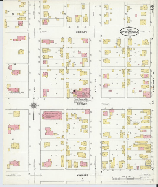 Sanborn Fire Insurance Map from Upper Sandusky, Wyandot County, Ohio (1911), Sheet #0002 - Historic Sanborn Fire Insurance Map Print, vintage old map wall art, antique decor, genealogy gift, Ohio Ohio map