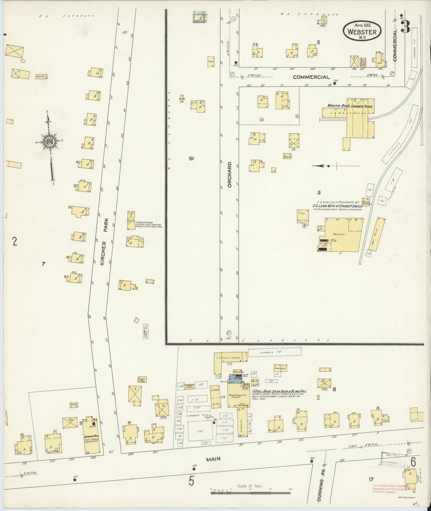 Sanborn Fire Insurance Map from Webster, Monroe County, New York (1912), Sheet #0003 - Complete Map Set gallery image, historic Sanborn map, vintage wall art, New York New York