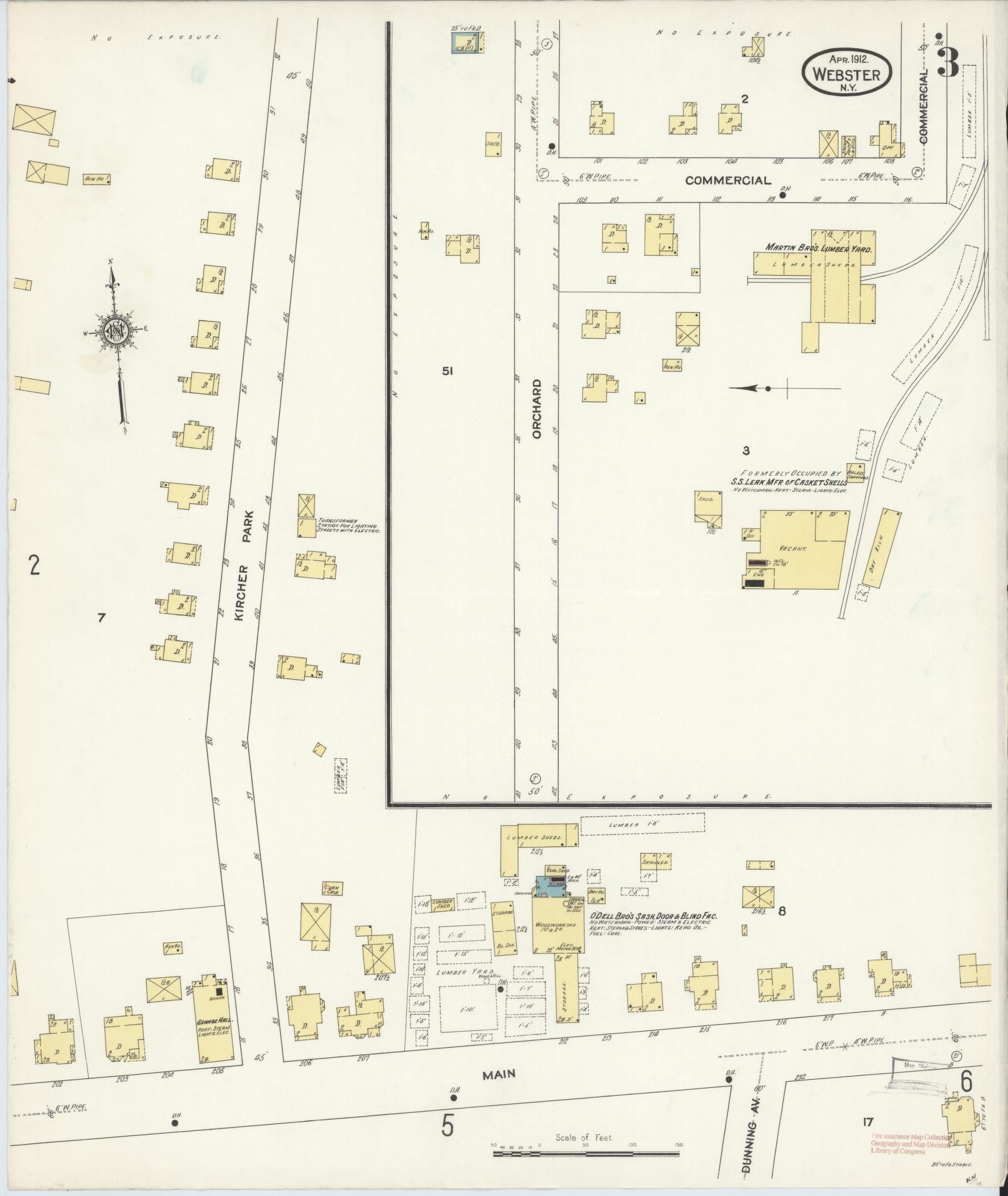 Sanborn Fire Insurance Map from Webster, Monroe County, New York (1912), Sheet #0003 - Complete Map Set gallery image, historic Sanborn map, vintage wall art, New York New York
