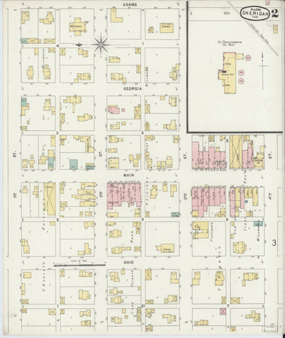 Sanborn Fire Insurance Map from Sheridan, Hamilton County, Indiana (1896), Sheet #0002 - Historic Sanborn Fire Insurance Map Print, vintage old map wall art, antique decor, genealogy gift, Indiana Indiana map