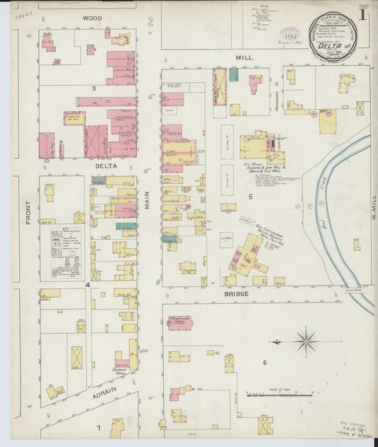Sanborn Fire Insurance Map from Delta, Fulton County, Ohio (1893), Sheet #0001 - Complete Map Set gallery image, historic Sanborn map, vintage wall art, Ohio Ohio