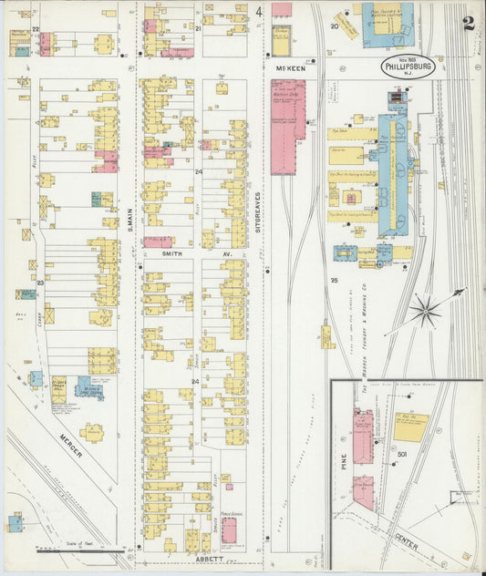 Sanborn Fire Insurance Map from Phillipsburg, Warren County, New Jersey (1903), Sheet #0002 - Complete Map Set gallery image, historic Sanborn map, vintage wall art, New Jersey New Jersey