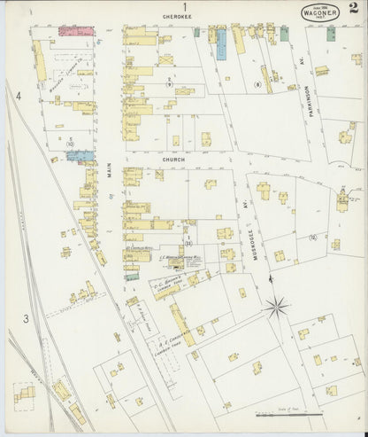 Sanborn Fire Insurance Map from Wagoner, Wagoner County, Oklahoma (1896), Sheet #0002 - Complete Map Set gallery image, historic Sanborn map, vintage wall art, Oklahoma Oklahoma