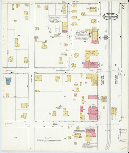 Sanborn Fire Insurance Map from Kings Mountain, Cleveland County, North Carolina (1919), Sheet #0002 - Complete Map Set gallery image, historic Sanborn map, vintage wall art, North Carolina North Carolina