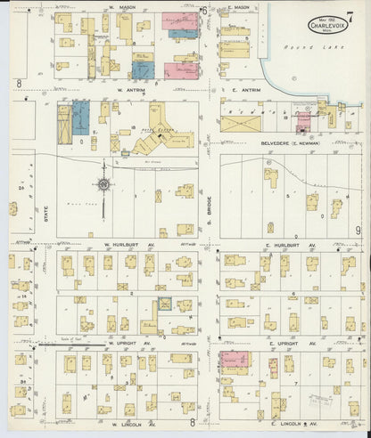 Sanborn Fire Insurance Map from Charlevoix, Charlevoix County, Michigan (1912), Sheet #0007 - Complete Map Set gallery image, historic Sanborn map, vintage wall art, Michigan Michigan